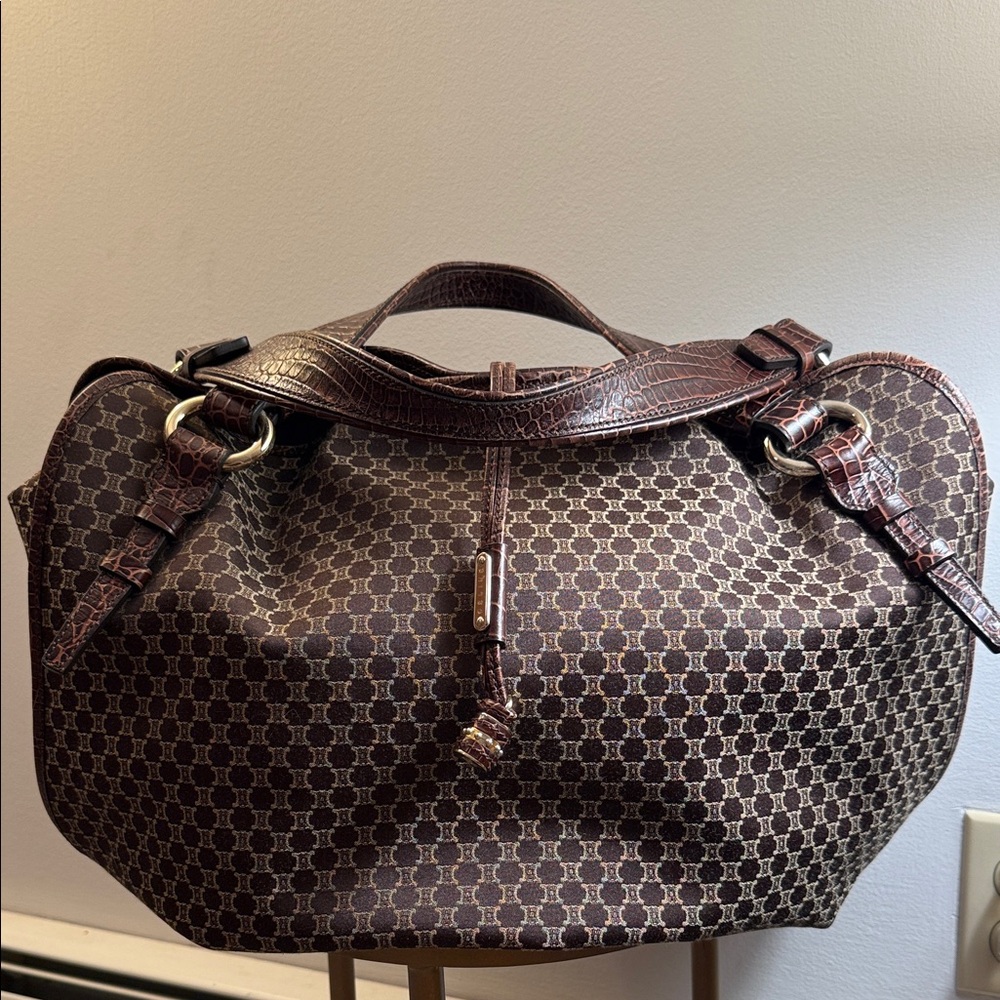 Vintage Celine Logo Macadam Bittersweet Hobo Bag